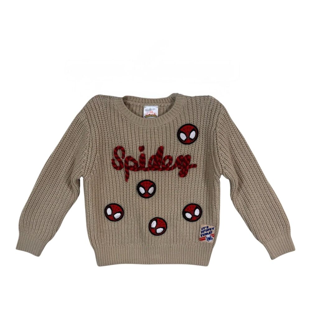 Marvel Spidey and His Amazing Friends Knit Sweater Toddler 2T Tan